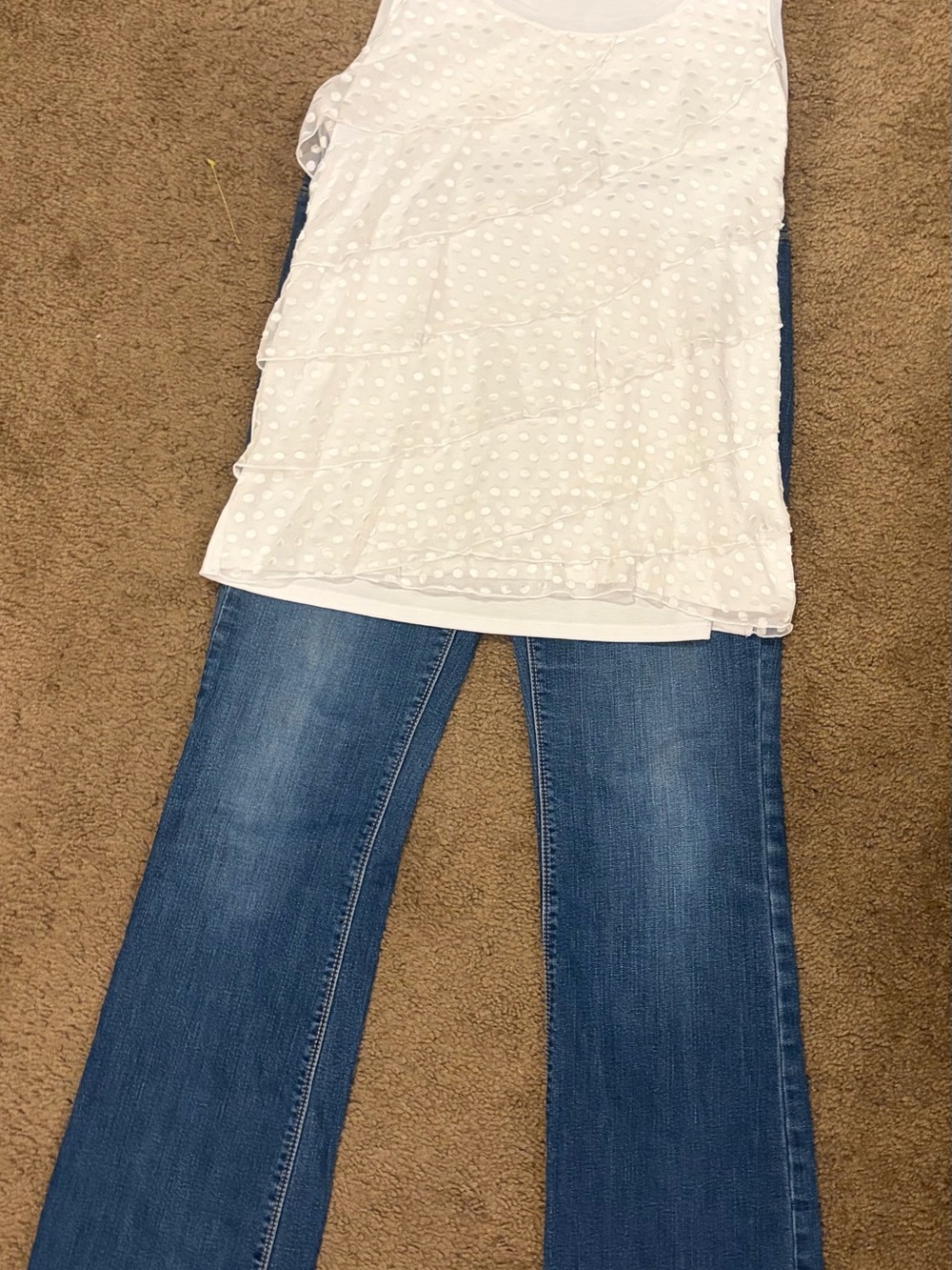 White House Black Market Women’s Blue Bootcut Jeans - 10 Mid Wash And Top